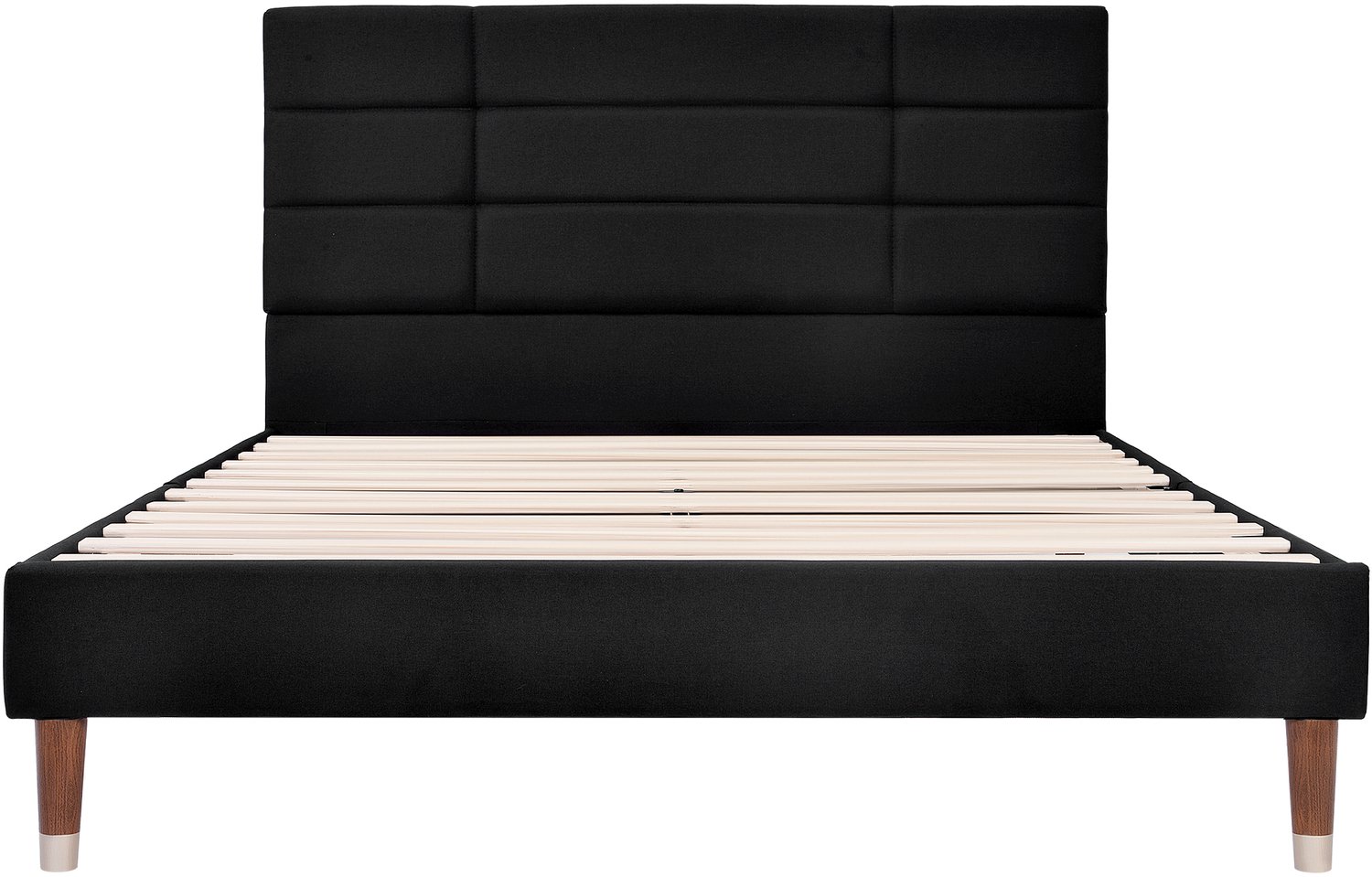 Gestoffeerd Bed 140x200 - Tweepersoonsbed Met Matras En Lattenbodem - Zwart Bed Met Hoofdbord - Linnen Bekleding Voor Slaapkamer