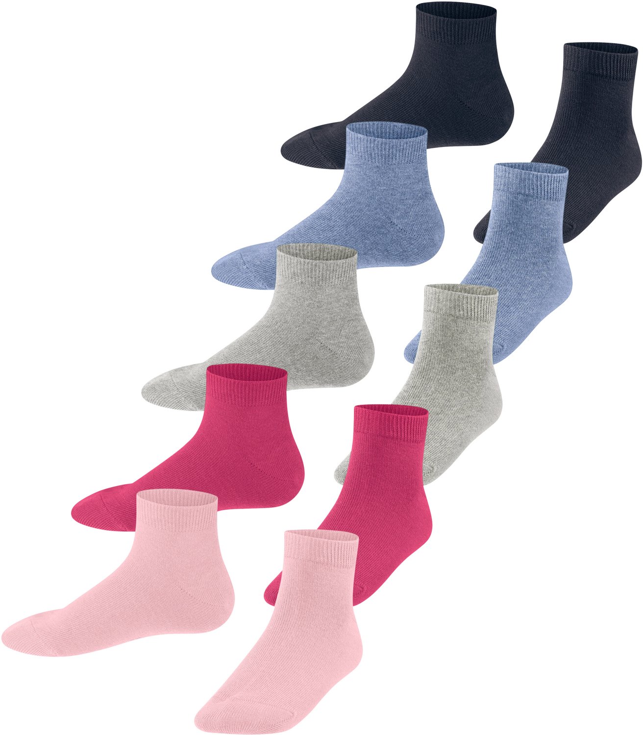 Esprit Solid-Mix 5-Pack kort eenkleurig katoen multipack sneakersokken enkelsokken kinderen veelkleurig - maat 31-34