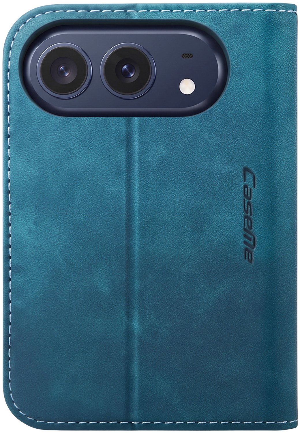 Caseme, Portemonnee Hoesje Geschikt voor Apple iPhone Duo Vintage RFID Bescherming met Standaard, Petrolblauw