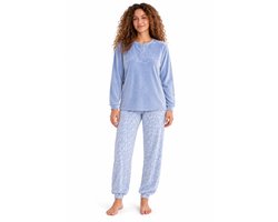Cocodream - Dames Pyjama Velours - Winter - Blue Print - Maat M