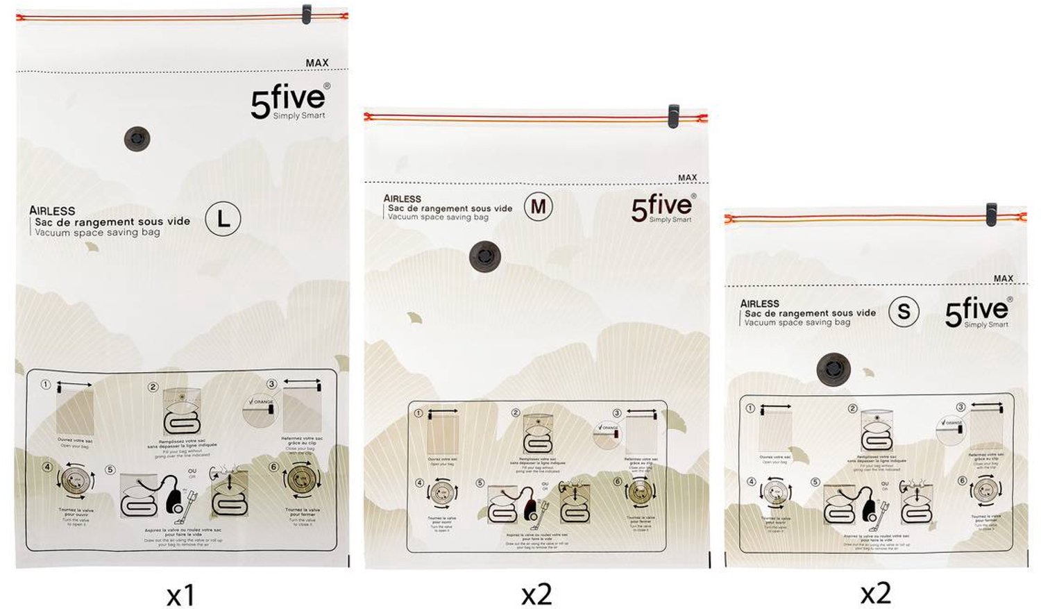 Set van 5 compressiezakken AIRLESS