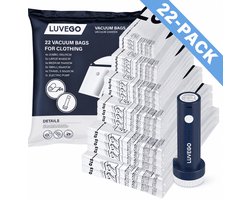 Luvego Vacuumzakken Kleding & Dekbedden - 23 Stuks / 5 Maten - Reiszakken Vacuum Opbergzakken Incl. Draadloze Elektrische USB-C Luchtpomp
