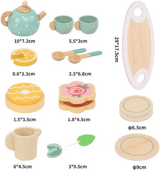 Houten Afternoon-theeset voor Meisjes – Houten Accessoires voor Speelkeukens – Prinses Theeservies – Houten Montessori Speelgoed – Cadeau voor Meisjes en Jongens — afbeelding 4