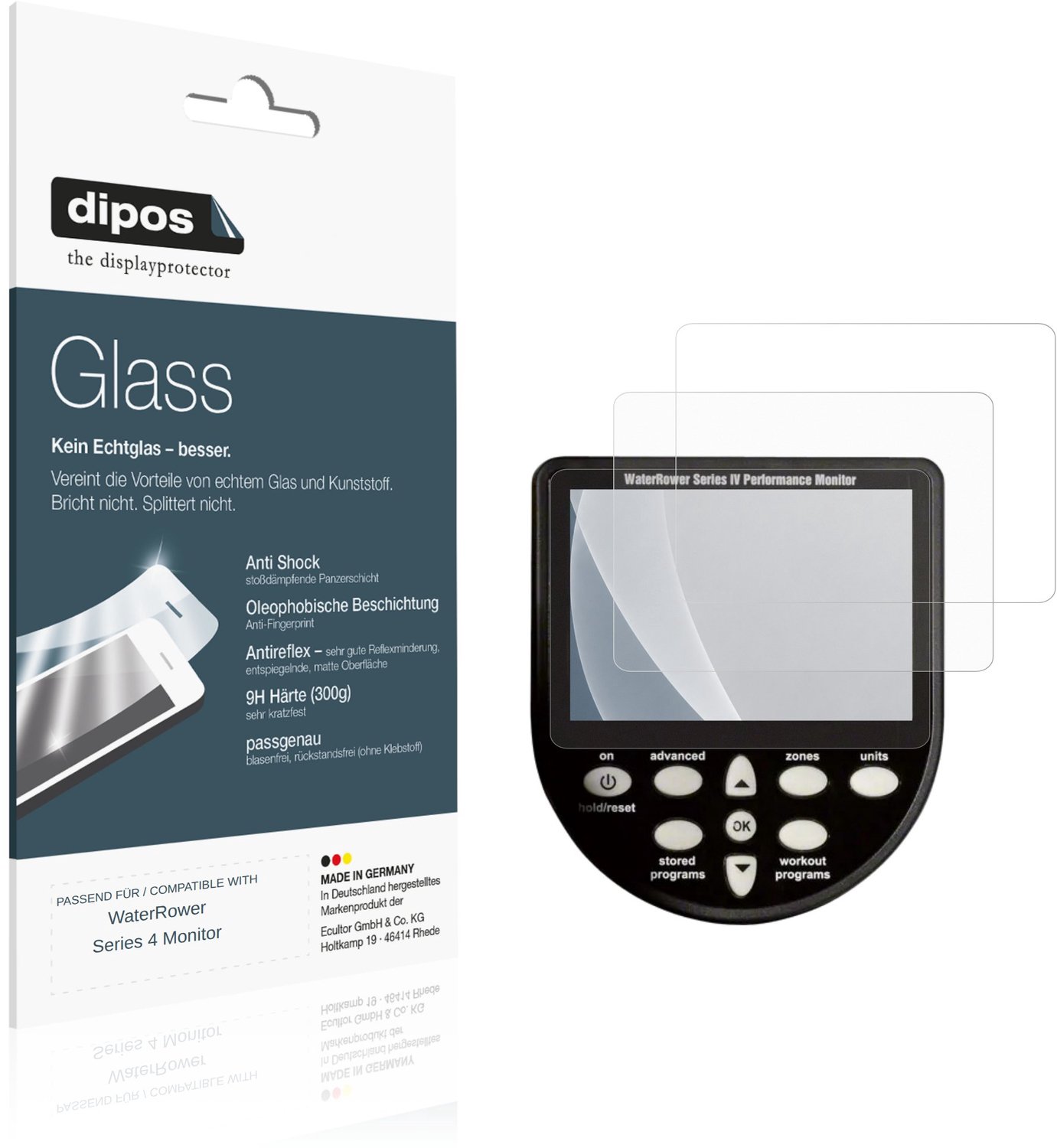 dipos – 2x Matte Pantserfolie geschikt voor WaterRower Series 4 Monitor | 9H Screenprotector