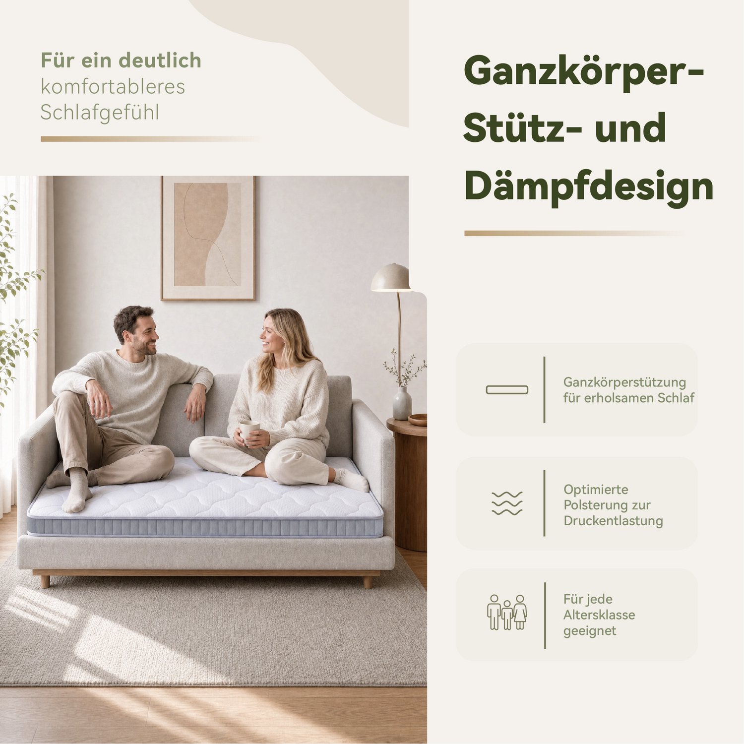 CHICFURN Pocketveringmatras 140 x 200 x 10 cm - 7 zones - voor slaapbank