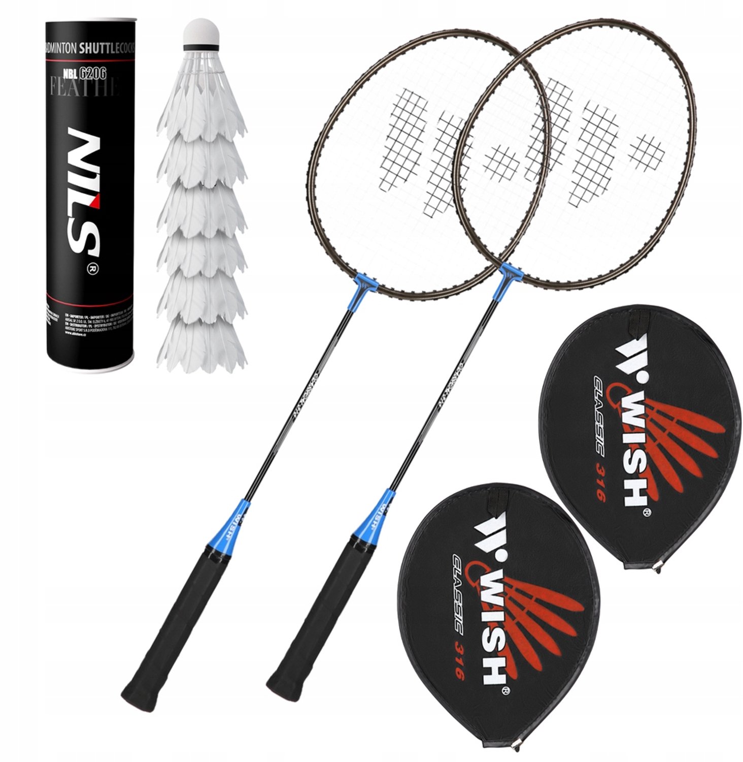 Badminton Set: 2 Rackets & 6 Gevierde Shuttles - Ideaal voor Recreatief Spel