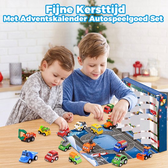 Adventskalender 2026 - Voor Kinderen Jongens - 24 Dagen Kerst Aftelkalender Met Uittrekbare Auto's En Voertuigen - Vakantiecadeaus Kerstadventskalenders Autoset Voor Kinderen Peuters Jongens — afbeelding 3