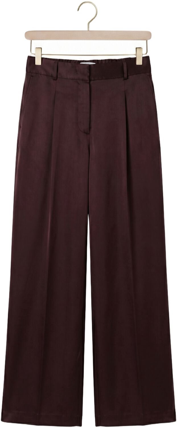 DANTE6 Jules Bold Satin Smart Pants Broeken Dames - Bordeaux - Maat 42