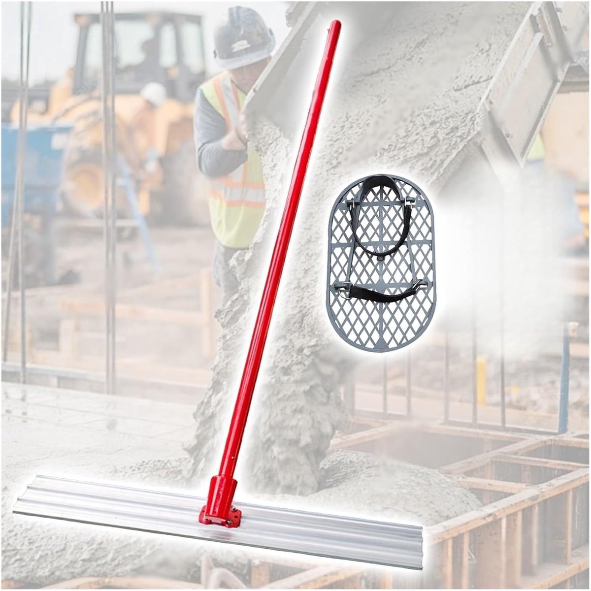 Beton Troffel Set - Afwerkingsgereedschap - Beton Egaliseren - Aluminium Magnesiumlegering - 5.4 Meter Handvat - Zilver