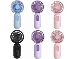 Mini draagbare ventilatoren, set van 6, schattige handventilatoren, op batterijen, lichtgewicht en draagbaar, 3 windsnelheden, USB oplaadbaar, wimperventilator, unisex, geschikt voor kantoor, buiten, reizen en kamperen.