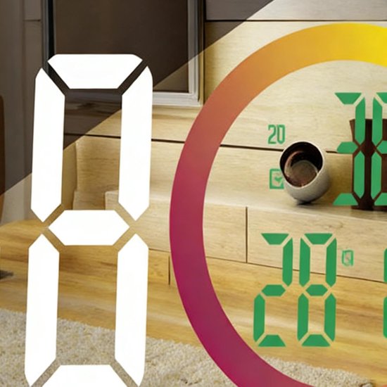 Digitale Tafelklok - LED Spiegelklok - Wakker Worden - Oogvriendelijke Verlichting - 18.5 cm Breed - Wit Licht — afbeelding 4