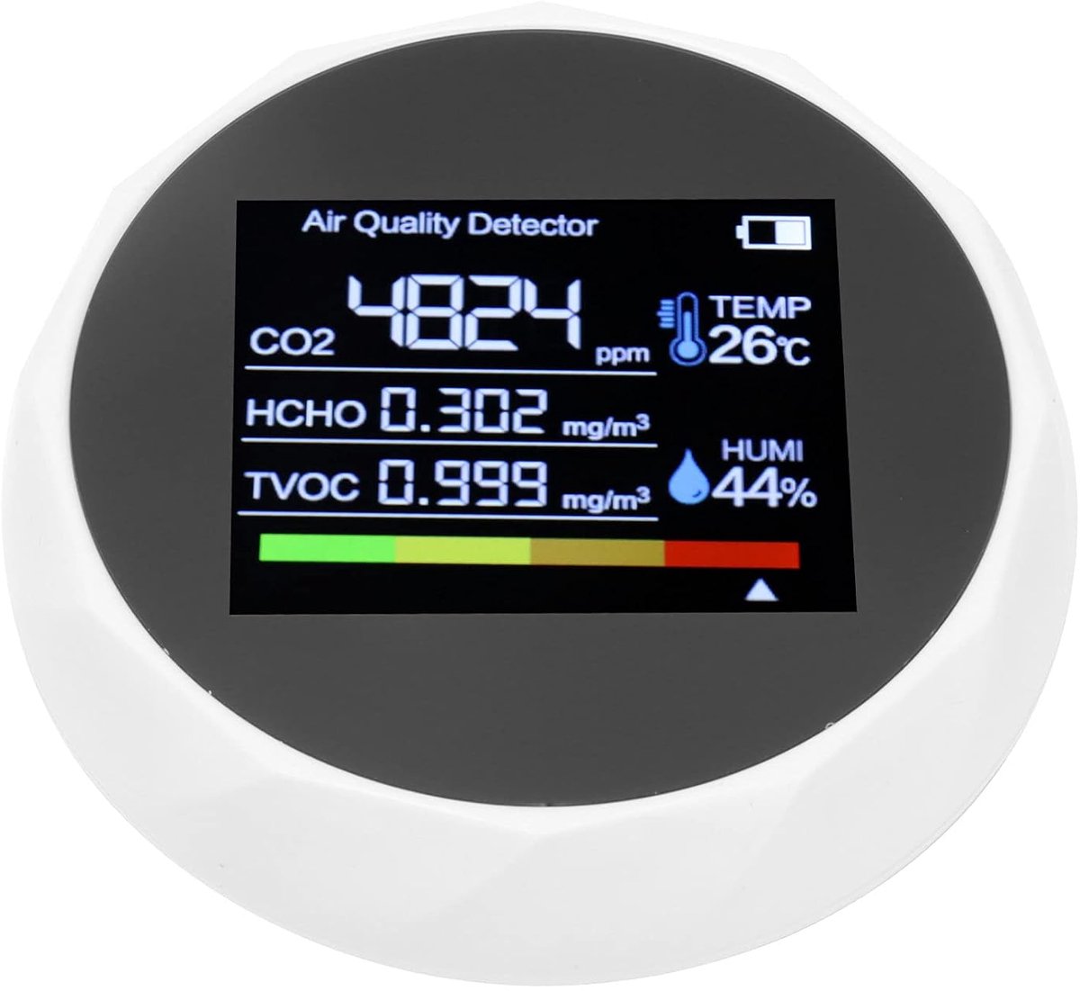Luchtkwaliteitsmeter - CO2 Monitor - Binnenklimaat Controleren - Real-time Metingen - 1500 mAh Batterij - Wit