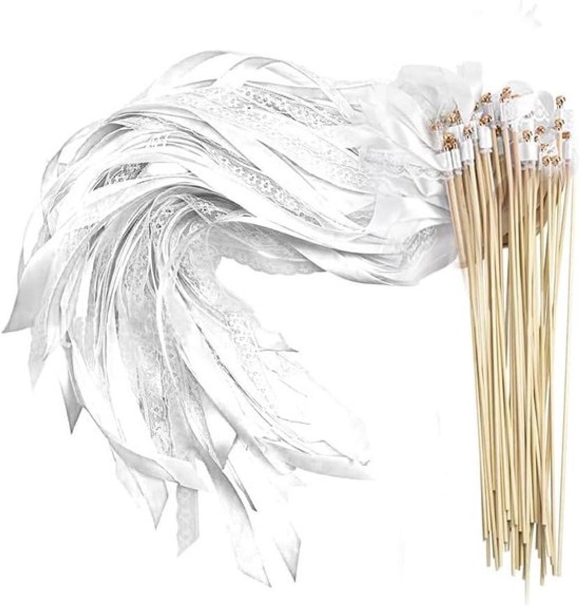 50 witte wands met bel voor bruiloften - Allecto Plus