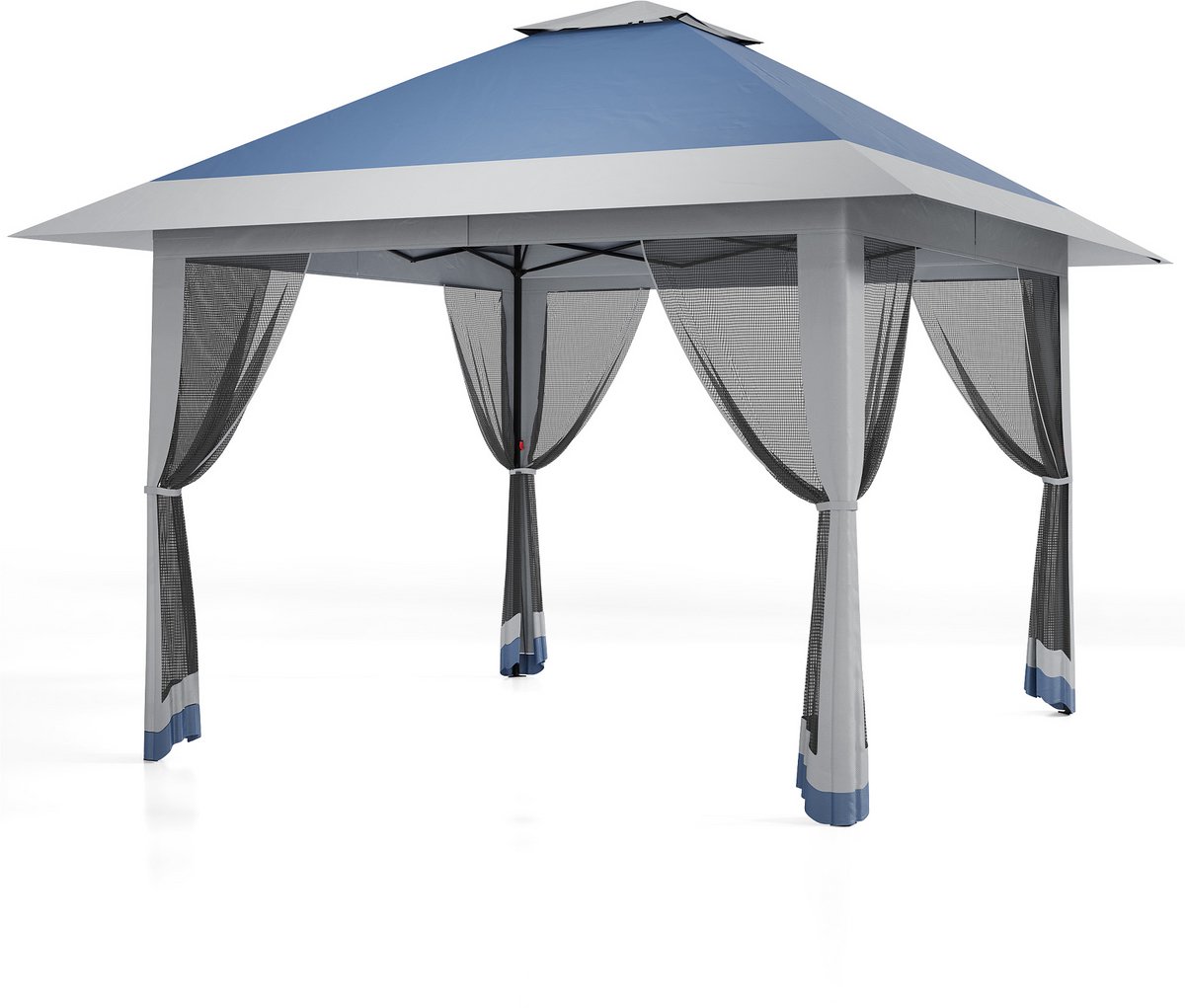 Partytent met Muggennet - 3.9x3.9m - Waterafstotend Pop-up Paviljoen met Zandzakken - UV-bescherming - Ventilatie - Voor Terras, Tuin, Camping en Grillen - Donkerblauw