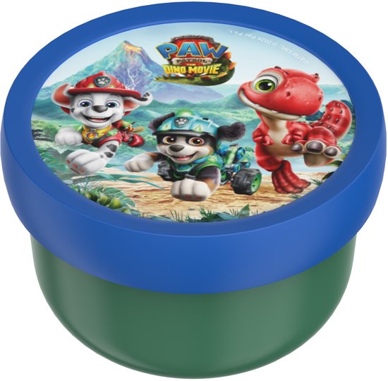 Mepal Boîte à fruits Campus - 300 ml - Fourchette à fruits incluse - Fermeture hermétique - Boîte à goûter - Paw Patrol Dino
