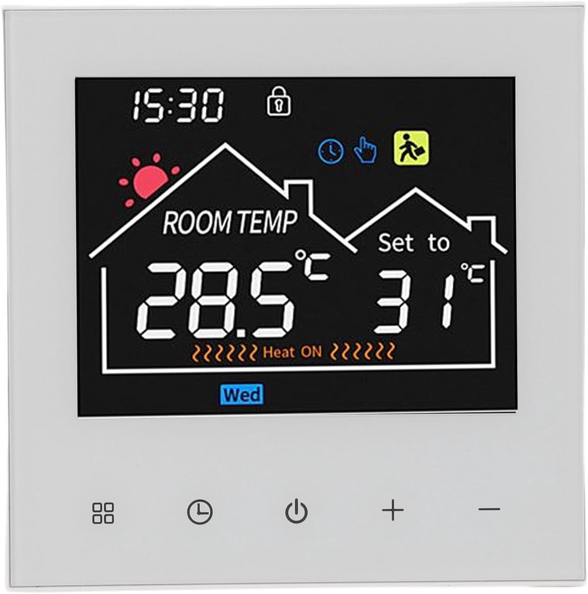 Slimme Thermostaat - Programmeerbare Thermostaat WiFi Thermostaat - Verwarming Regelen - Touchscreen LCD Display - 86 x 86 mm - Wit