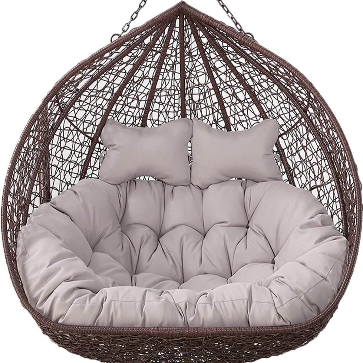 Hangstoel met kussen - Dubbele hangstoel - Ontspannen in de tuin - Waterdicht en zonbestendig - 150x110cm - Grijs