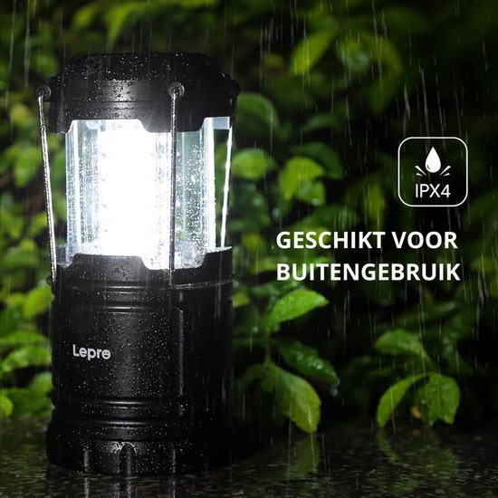 LEPRO Kampeerlamp Set 4 Stuks - Opvouwbare Tentlamp op Batterijen - IPX4 Waterdicht - 140 Lumen — afbeelding 2