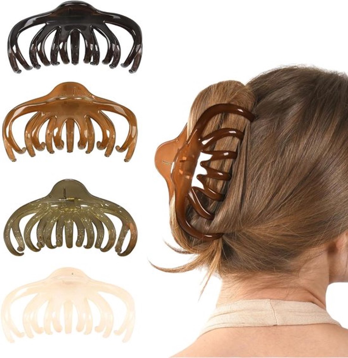 Haarklemmen set Allecto Plus voor dic en lang haar 4 stukken