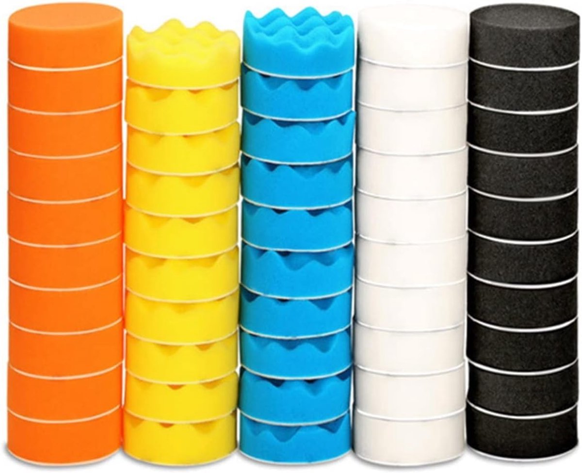 Polijstschijven Set - Schuursponsjes Waxen - Auto Reinigen - Duurzaam Materiaal - 3 Inch Diameter - Geel