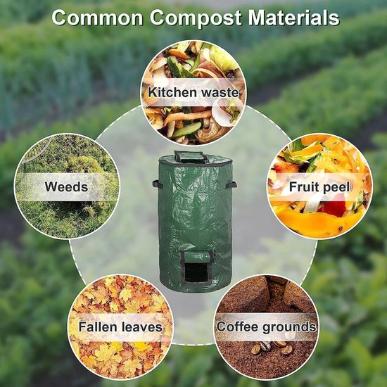 Compostzak Tuinafval - Gazon zak Compostbak - Afval Verzamelen - Met Visueel Venster - 45 x 80 cm - Groen — afbeelding 2