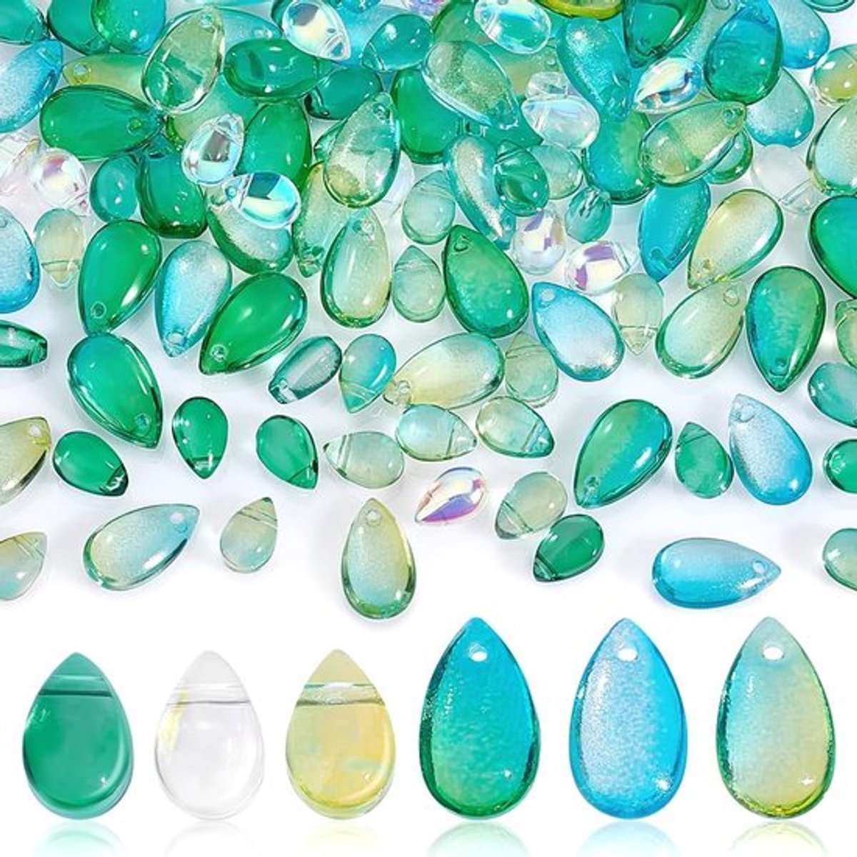 Zeynomax - Druppelvormige Glazen Kralen - DIY Sieraden Maken - Groen - Kristallen