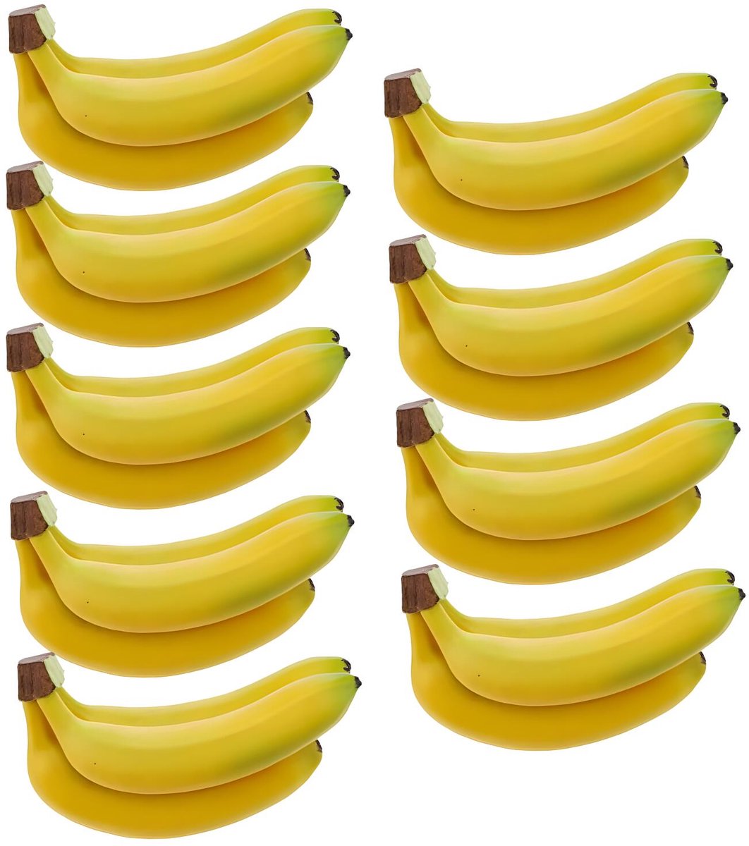 Bellatio Design kunstfruit banaan - deco food - real touch - 20 cm - 9x bananen - tros