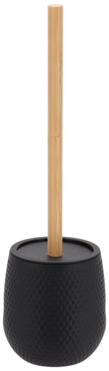 Tendance toiletborstel honeycomb - zwart - D11 x H39 cm - rubber/bamboe - wc borstel