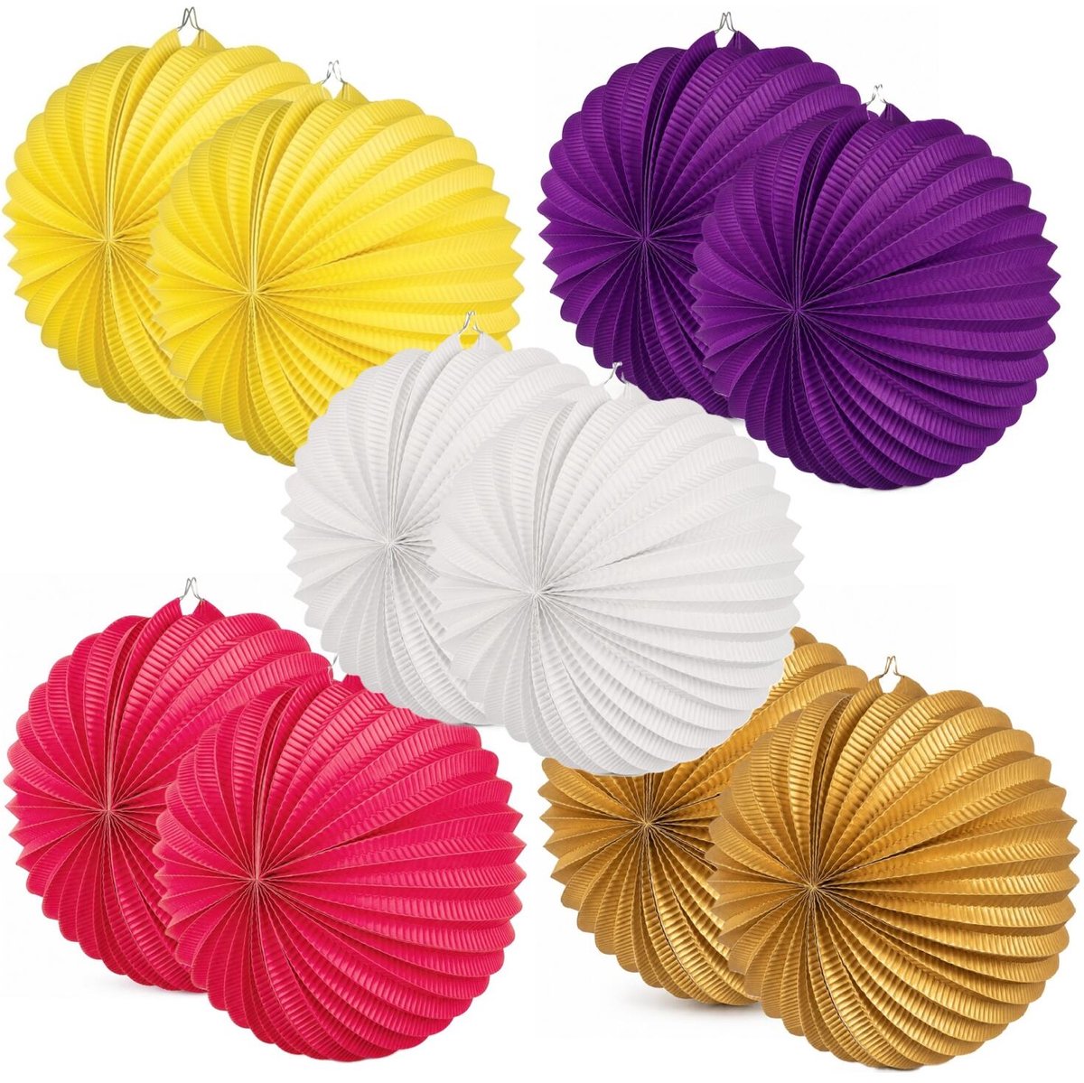 Boland Lampionnen van papier - rond - set van 15x stuks - Dia 22 cm - Versiering - mix van 5 kleuren