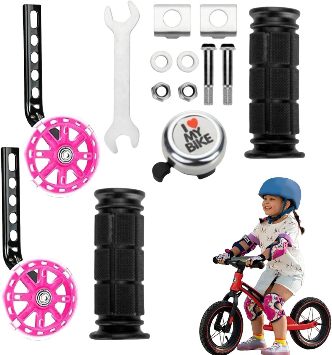 Zijwieltjes Kinderfiets - Balanswiel Stabilisator - Kinderen Leren Fietsen - Verstevigd Ontwerp - 12-20 inch - Roze