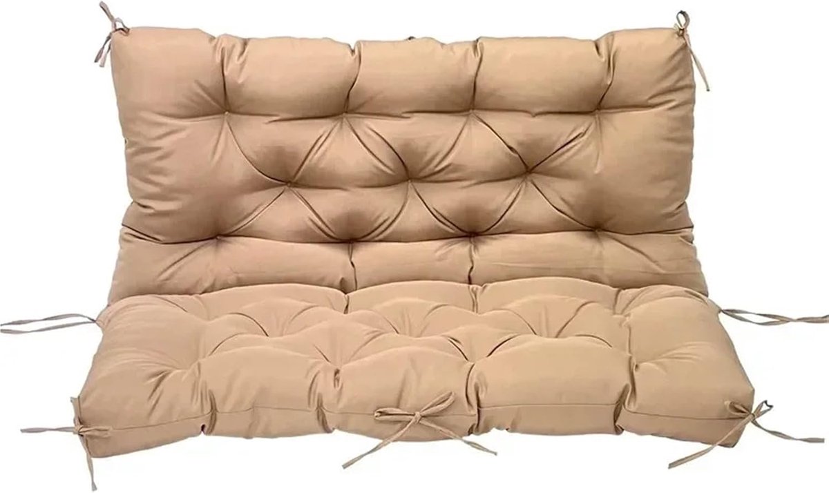 Tuinkussen Bank - Zitkussen Rugkussen - Buiten Ontspannen - Waterdicht Zonbestendig - 120x100 cm - Beige