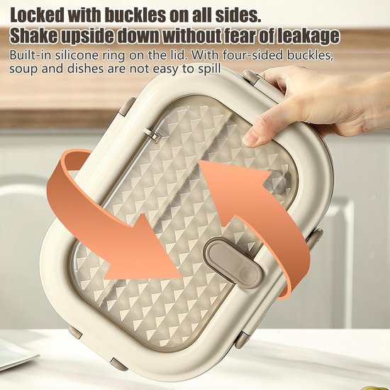 Isolerende Lunchbox - Warmhoud Bak - Maaltijd Meenemen - Roestvrij Staal - 24 x 17 x 8 cm - Zwart — afbeelding 2