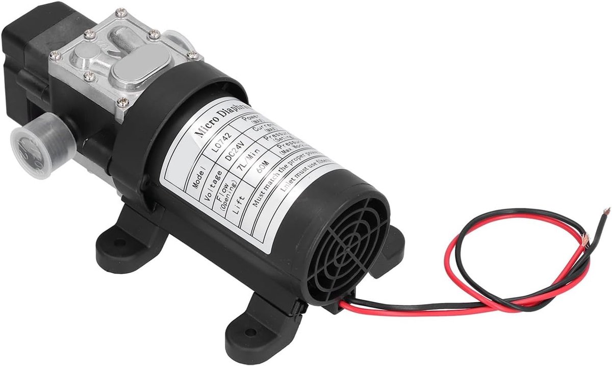 Elektrische Membraanpomp - Zelfaanzuigende pomp - Water overbrengen - Automatische drukschakelaar - 7L per minuut - Zwart
