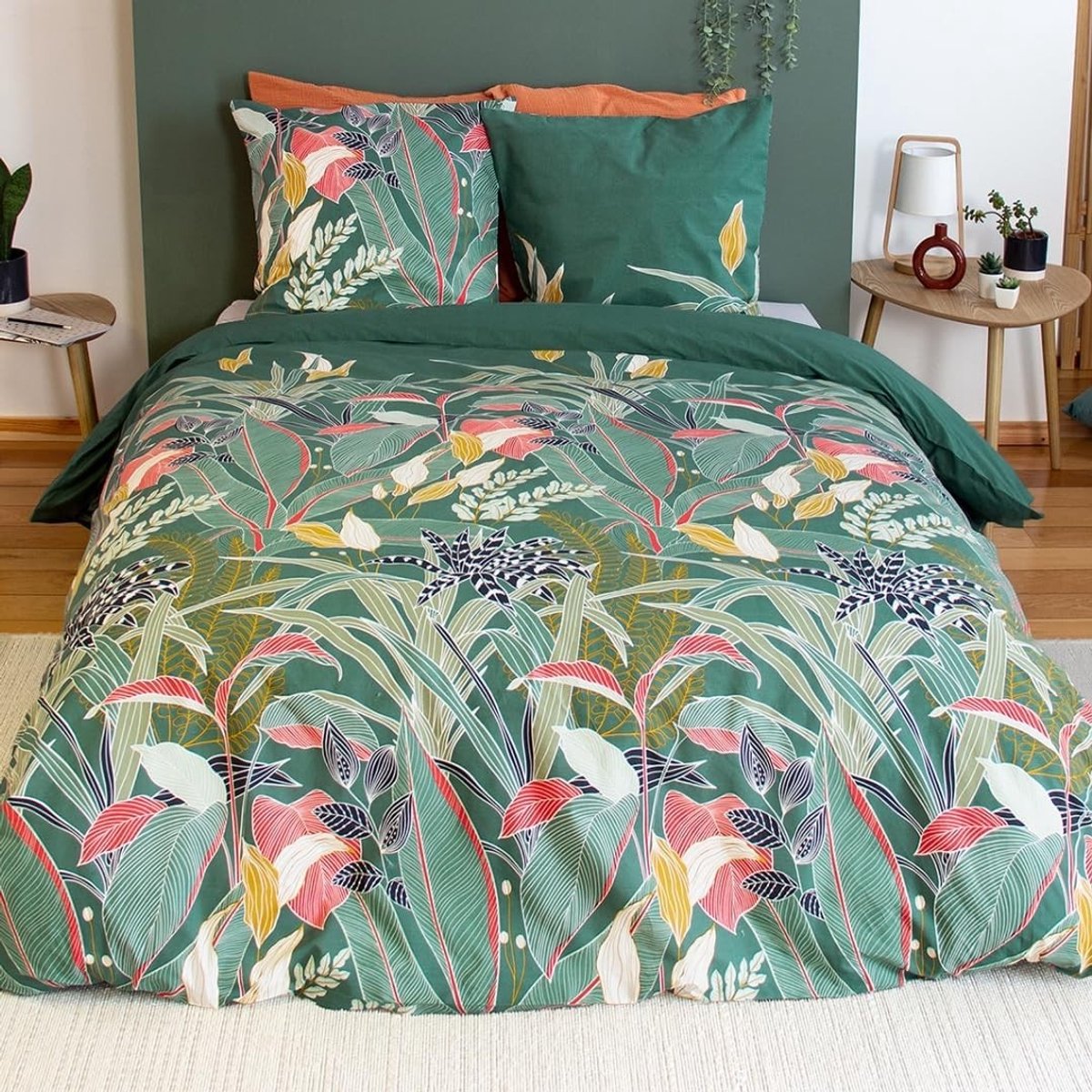 Dekbedovertrek Set - 100% Katoen - Omkeerbaar - Tropische Bloemenprint - Voor Volwassenen