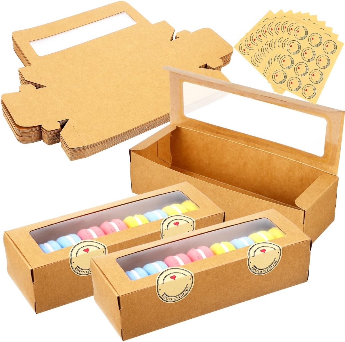 Set van 50 Dozen voor Macarons met Kijkvenster, Perfect voor Truffels, Desserts en Mini Cupcakes