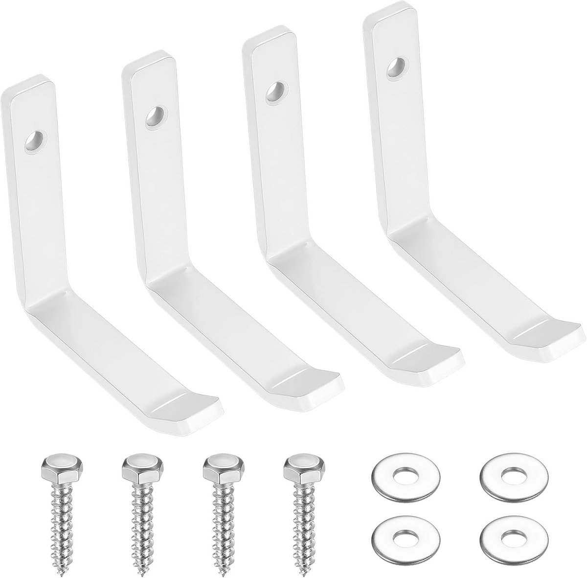Zware wandhaken voor garage en tuin - 4 stuks J-haken voor ladders en tuinslangen, wit