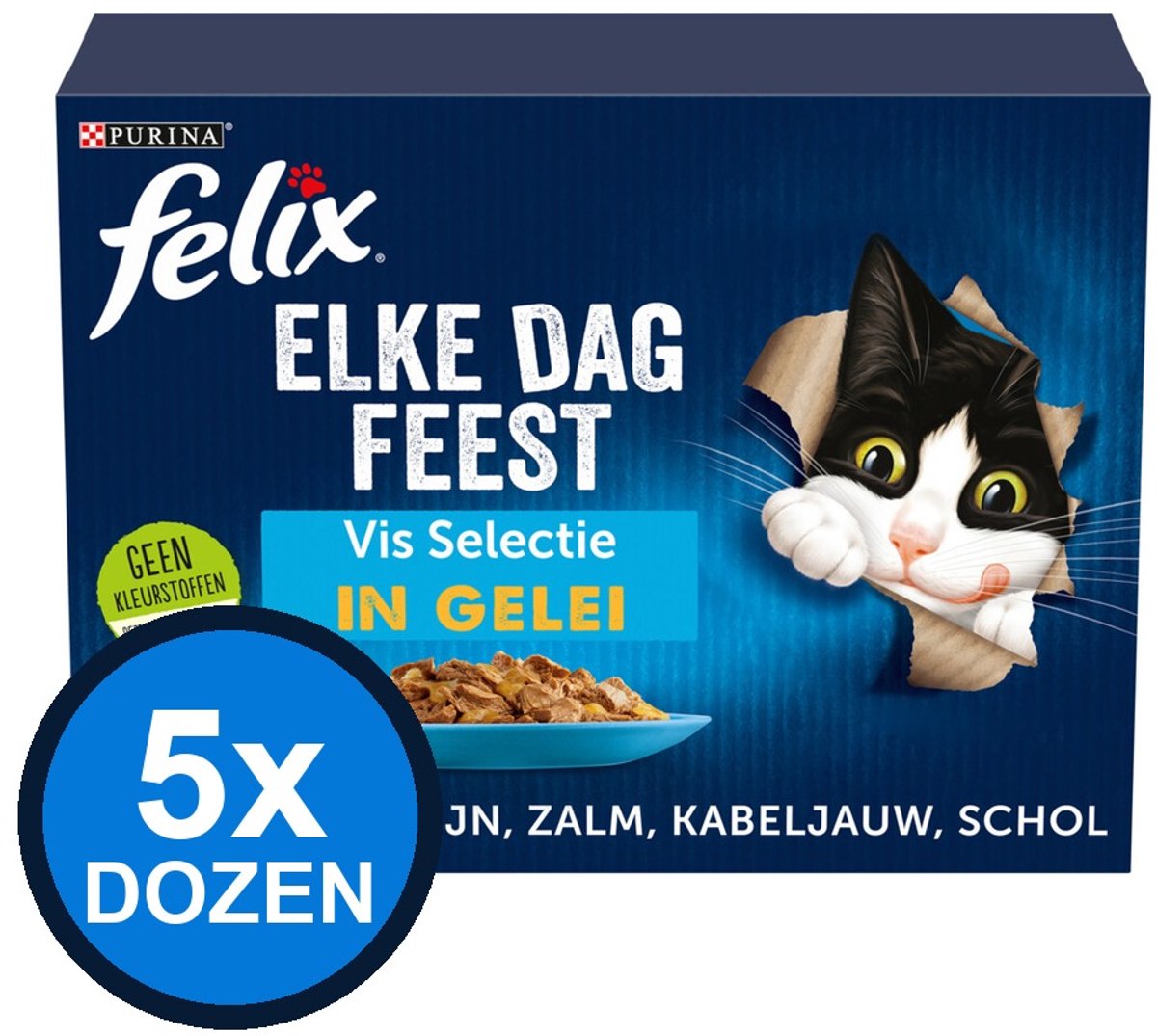 Felix Felix - Elke Dag Feest Vis Selectie in Gelei - Kattenvoer Natvoer - doos 12x85g