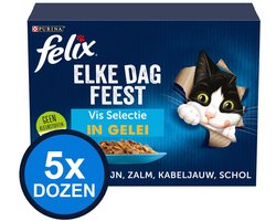 5x Felix - Elke Dag Feest Vis Selectie in Gelei - Kattenvoer Natvoer - doos 12x85g