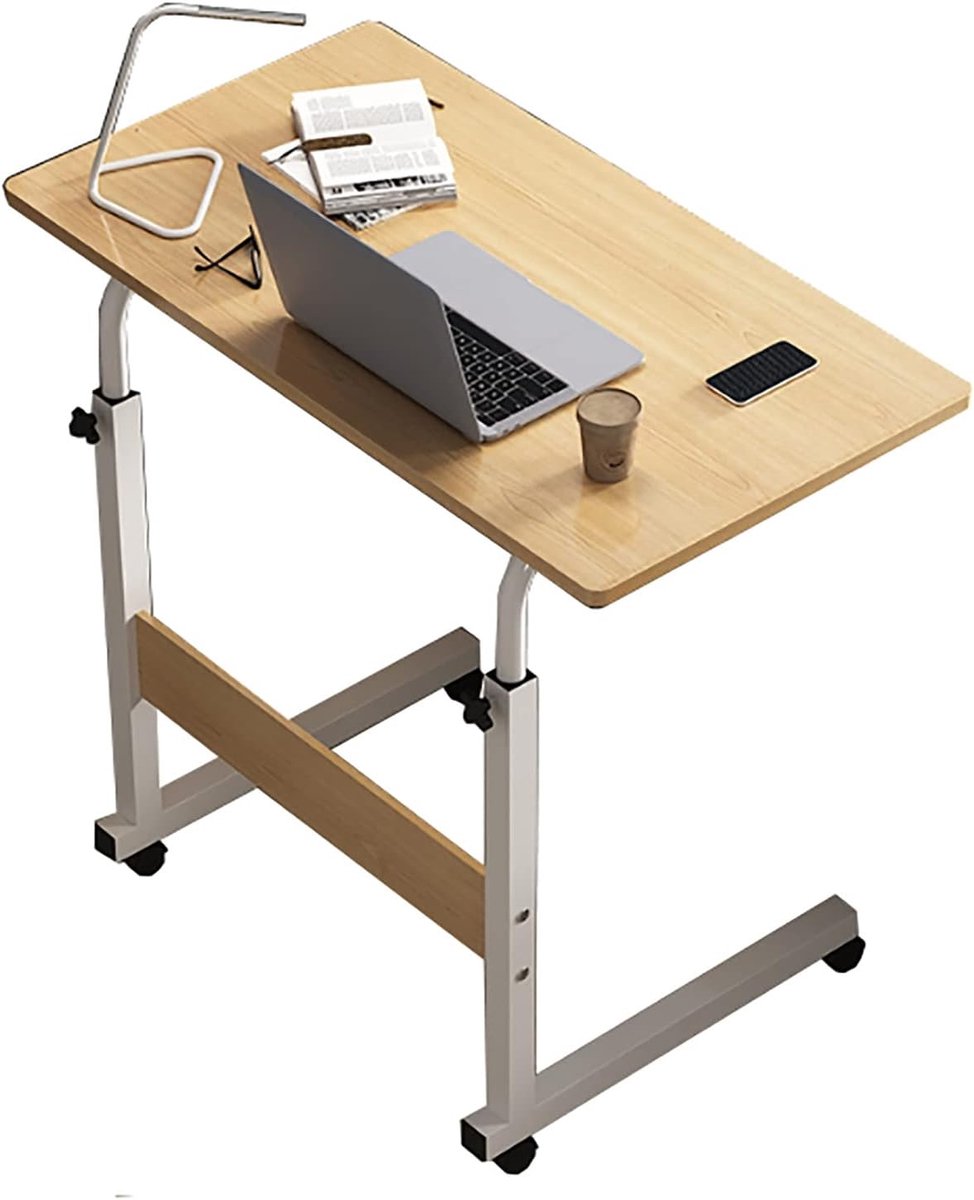 Verstelbaar Bureau - Laptoptafel Bedtafel - Thuiswerken Studeren - Met Wielen - 80cm - Kleur A