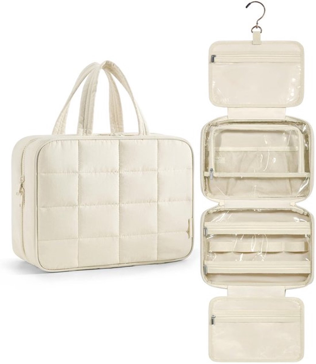 Toilettas om op te hangen - Grote make-up houder - Beige
