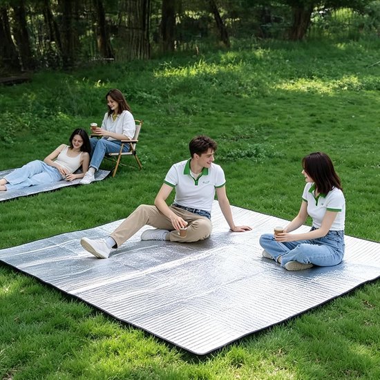 Slaapmat - Kampeermat Isolerend - Buiten Overnachten - Dubbelzijdig Schuim - 200 x 200 cm - Aluminium — afbeelding 2
