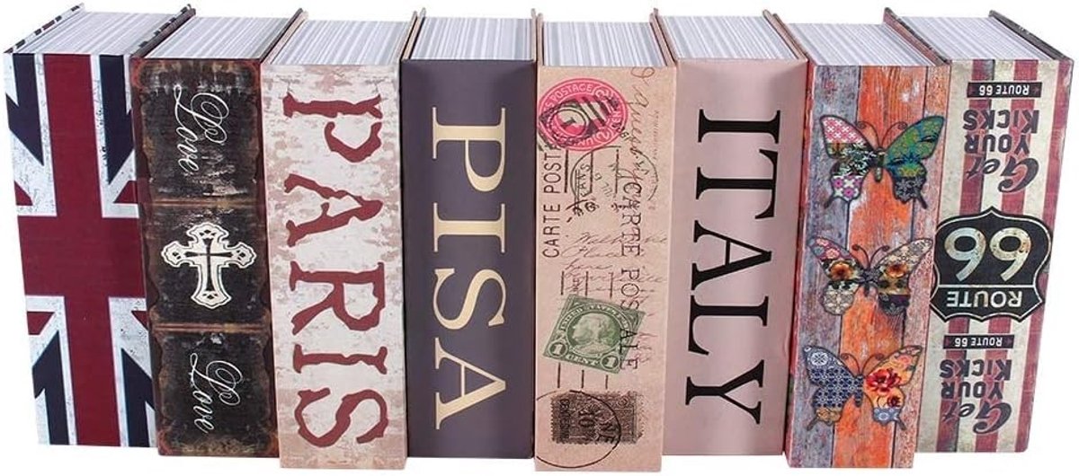 Verborgen Boekenkluis met Combinatieslot, Veiligheidsbox voor Geld en Waardevolle Spullen, Discrete Spaarpot met Sleutels (Tour Eiffel Type)