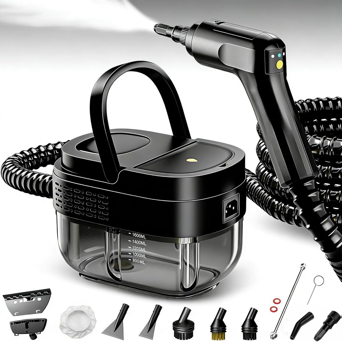 Handstoomreiniger - Krachtige Stomer - Diepgaande Reiniging - Groot Waterreservoir - 1600 ml - Zwart