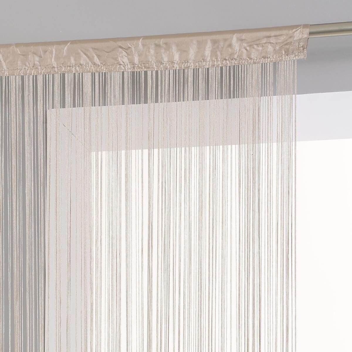 Draadgordijn - Linnen Look - Woonkamer Decoratie - Streepjes Patroon - 90 x 200 cm - Beige