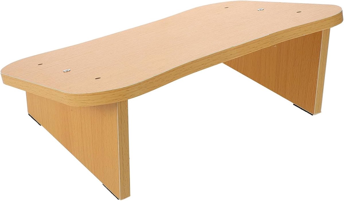 Ergonomische Voetenbank - Voetensteun Bureau - Comfortabel Zitten - Antislip Houten Basis - 34 x 24 x 14 cm - Khaki