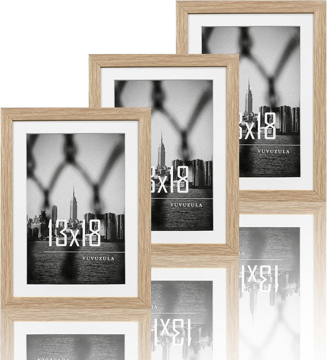 Fotolijst Set - Houten Eiken - Met Passe-Partout - Geschikt voor 13x18 cm en 10x15 cm - Voor Thuis en Kantoor