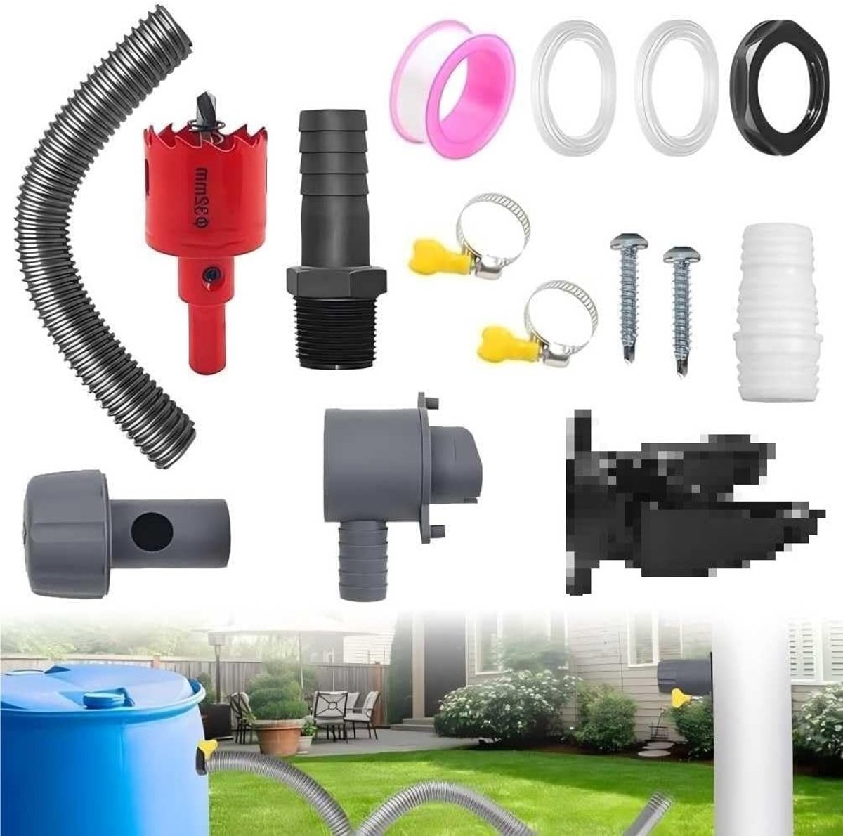 Regenwaterverzamelaar - PVC/Rubber - Eenvoudige installatie - Geschikt voor regenpijpen 70-110 mm - Voor duurzaam watergebruik