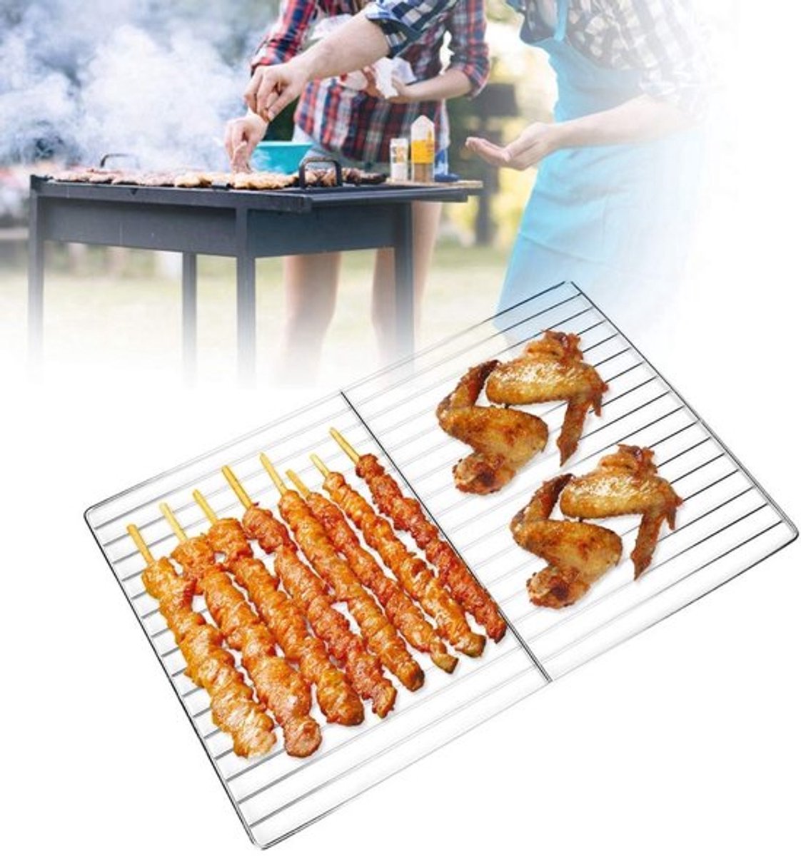 Roostervrije barbecue net met antiaanbaklaag