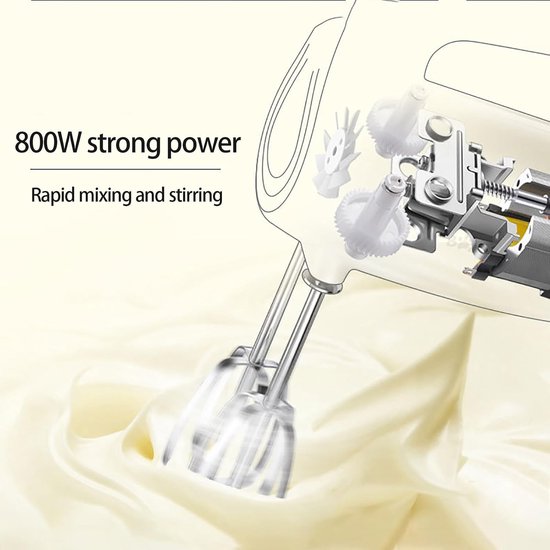 Handmixer - Keukenmixer - Bakken en Mixen - 5 Snelheden - 800 Watt - Zilver — afbeelding 2