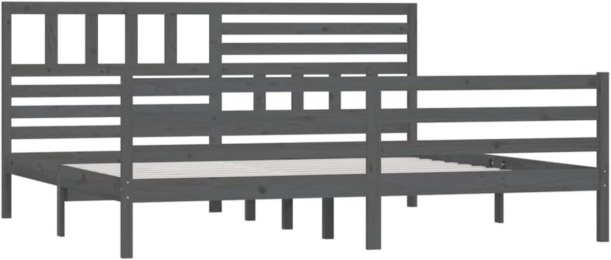 Bedframe Massief Hout - Ledikant Hout - Slaapkamer Inrichten - Stevig Houten Frame - 200x200 cm - Grijs